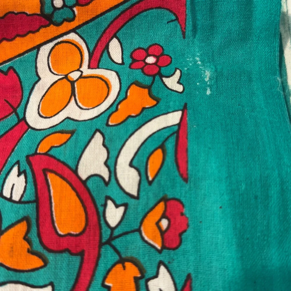 Indian Mandala Tapestry Orange Teal Elephant Paisley Vintage 82x92 Oblong Decor